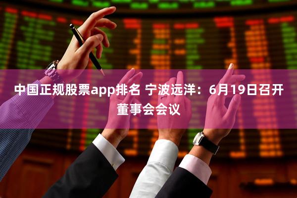 中国正规股票app排名 宁波远洋：6月19日召开董事会会议