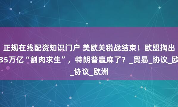 正规在线配资知识门户 美欧关税战结束！欧盟掏出1.35万亿“割肉求生”，特朗普赢麻了？_贸易_协议_欧洲